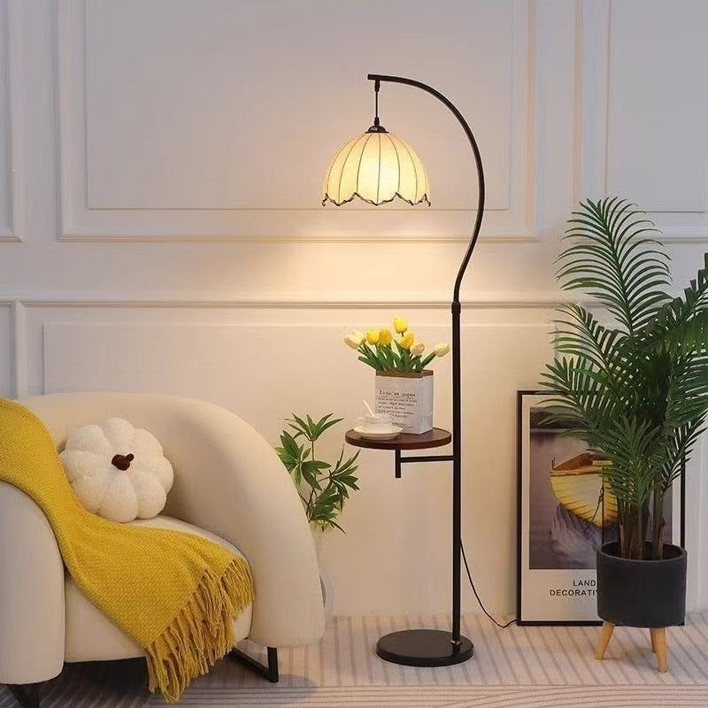 Adjustable Arc Floor Lamp with Integrated Side Table