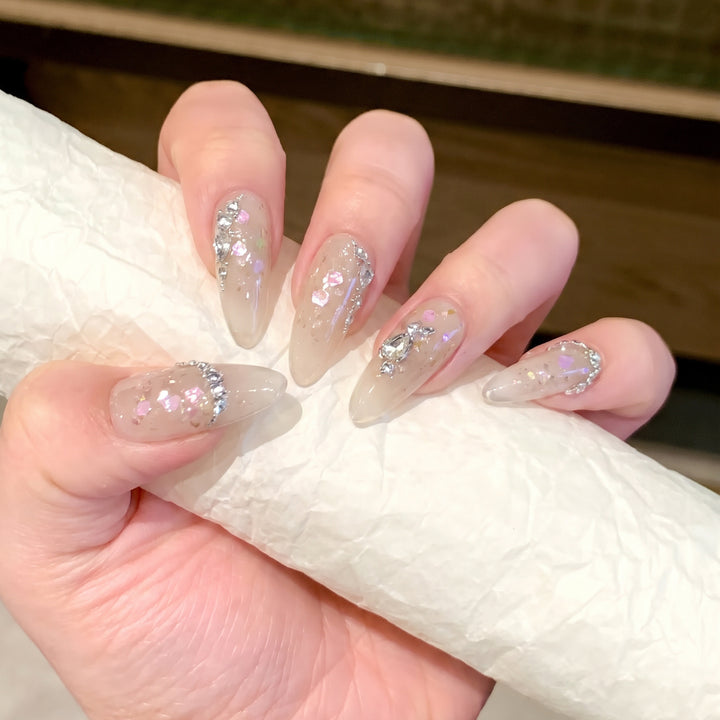 Glamorous Stiletto Press-On Nail Art Set with Floral and Glitter Details Stornfield