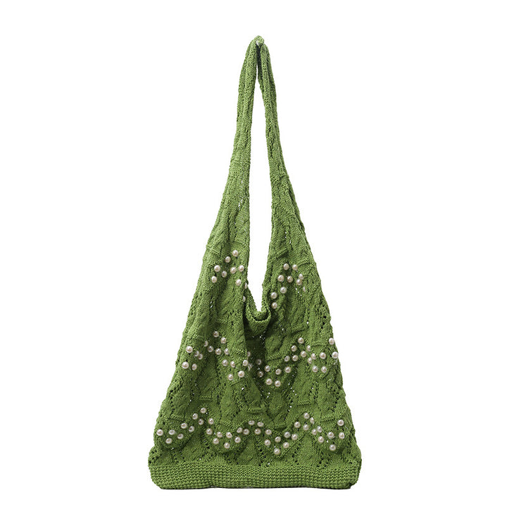 Handcrafted Embellished Knit Tote Bag