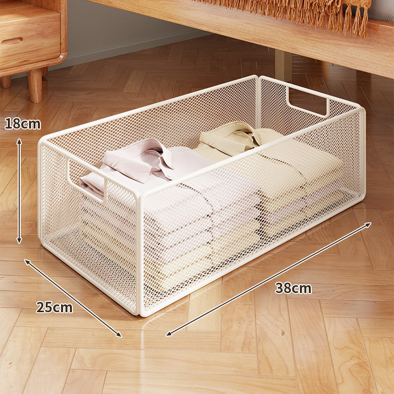 Underbed Low-Profile Metal Mesh Storage Drawer on Casters