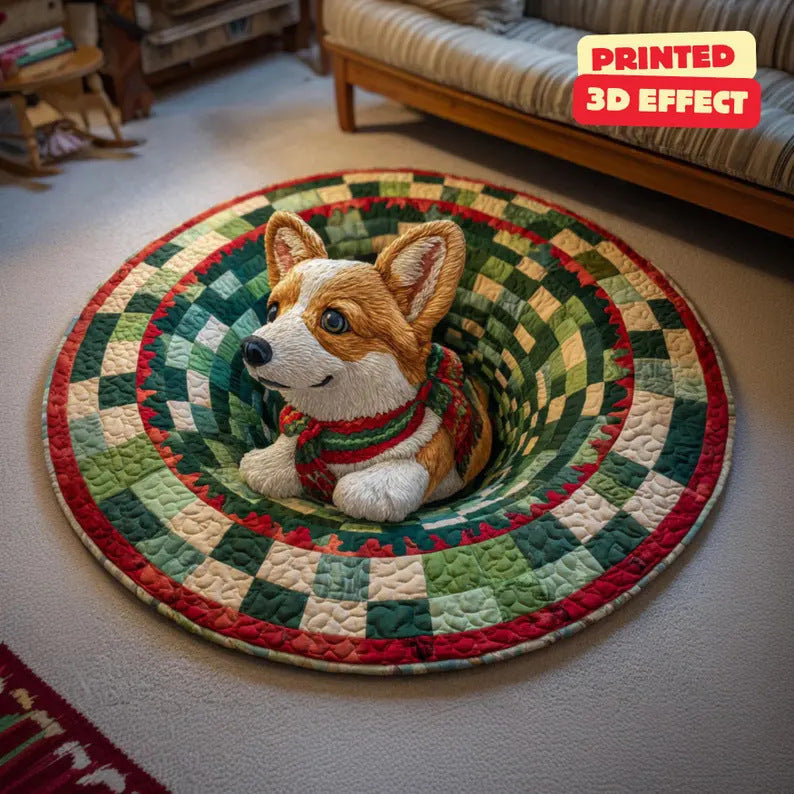 3D Effect Puppy-Themed Plush Floor Mat