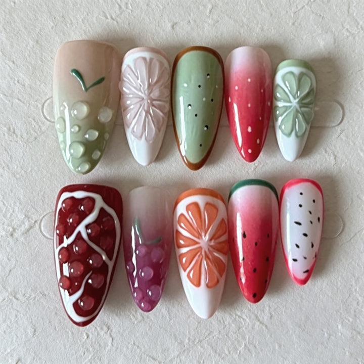 Fruit-Inspired Press-On Nail Art Set Stornfield