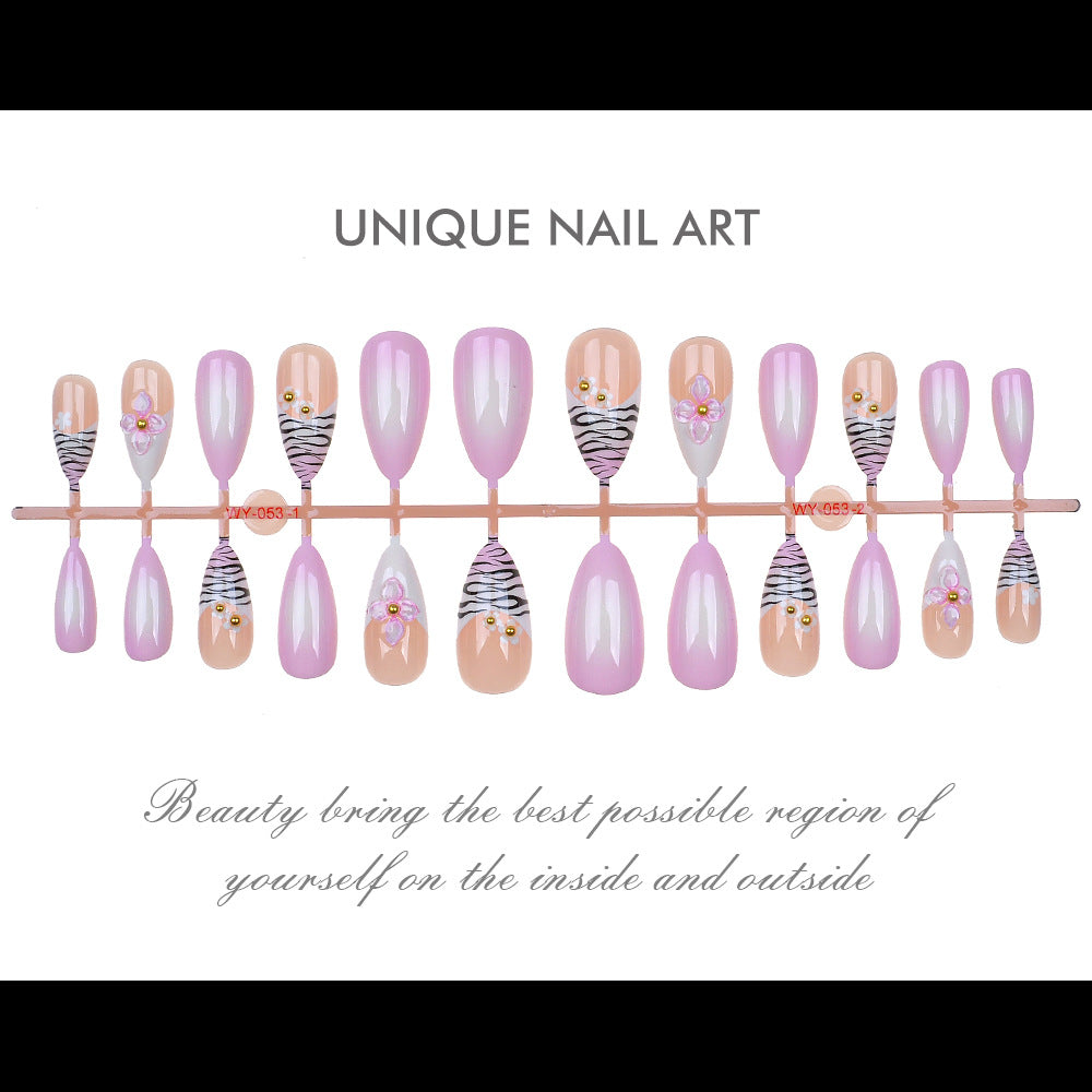 Elegant Floral Embellished Press-On Nails Stornfield
