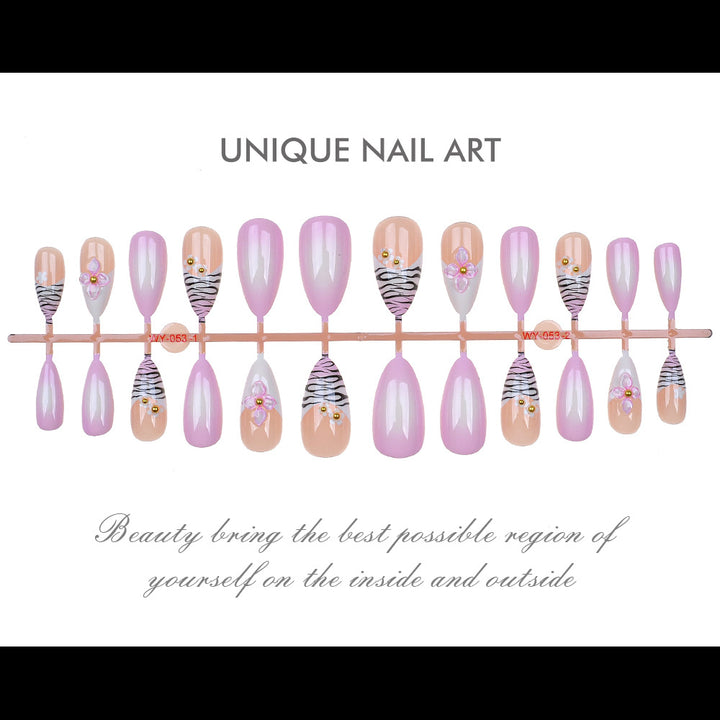 Elegant Floral Embellished Press-On Nails Stornfield