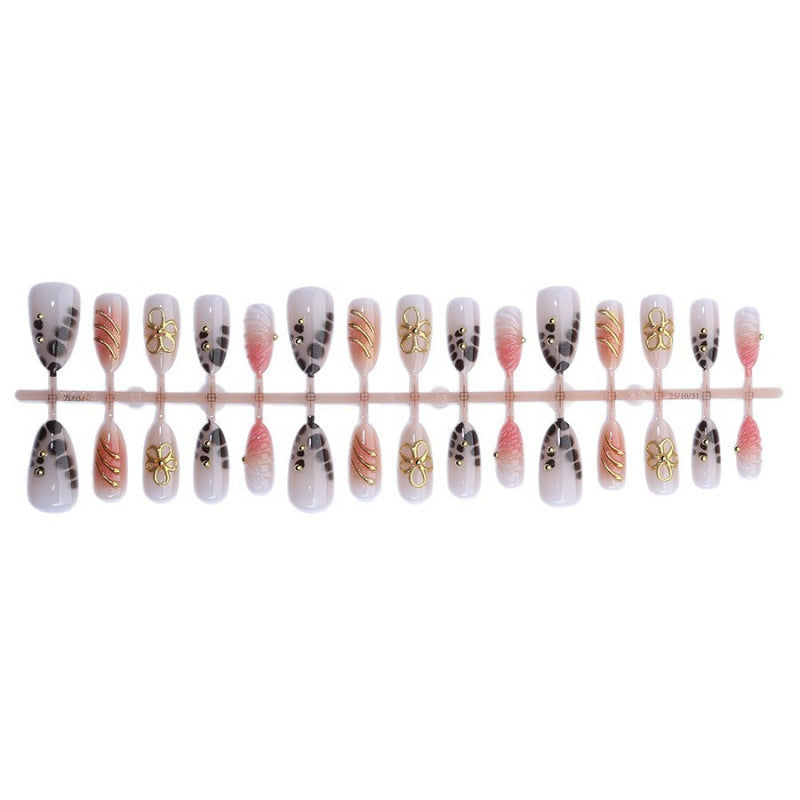 Decorative Press-On Nail Art Set with Floral Accents Stornfield