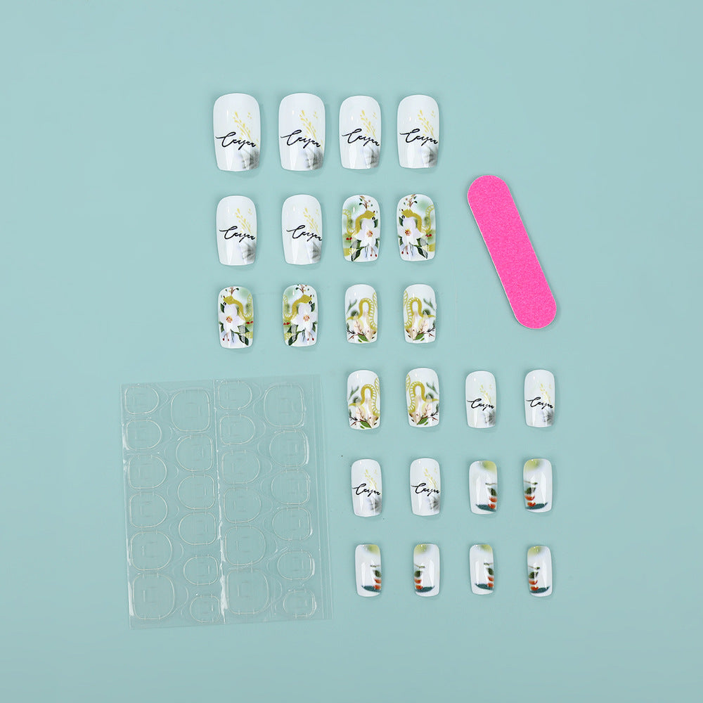 Artificial nails with floral and artistic design Stornfield