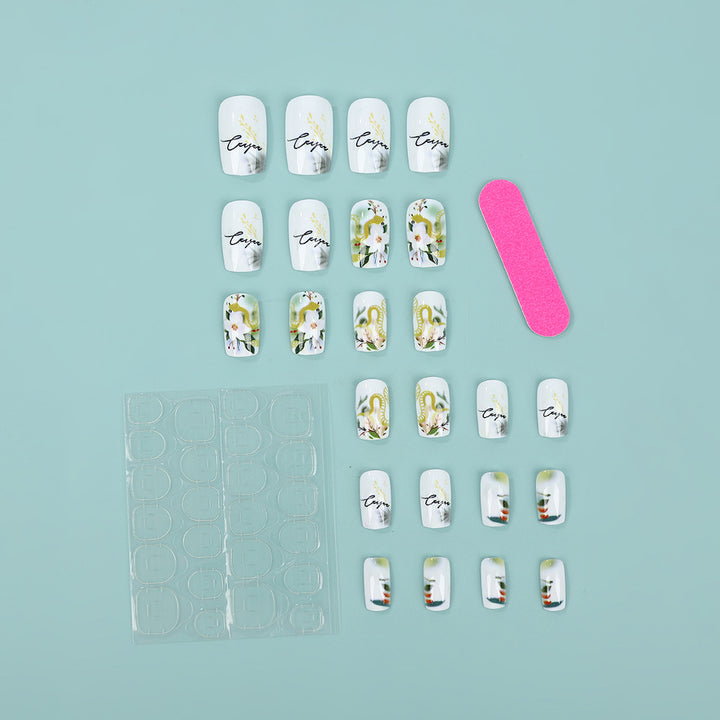 Artificial nails with floral and artistic design Stornfield