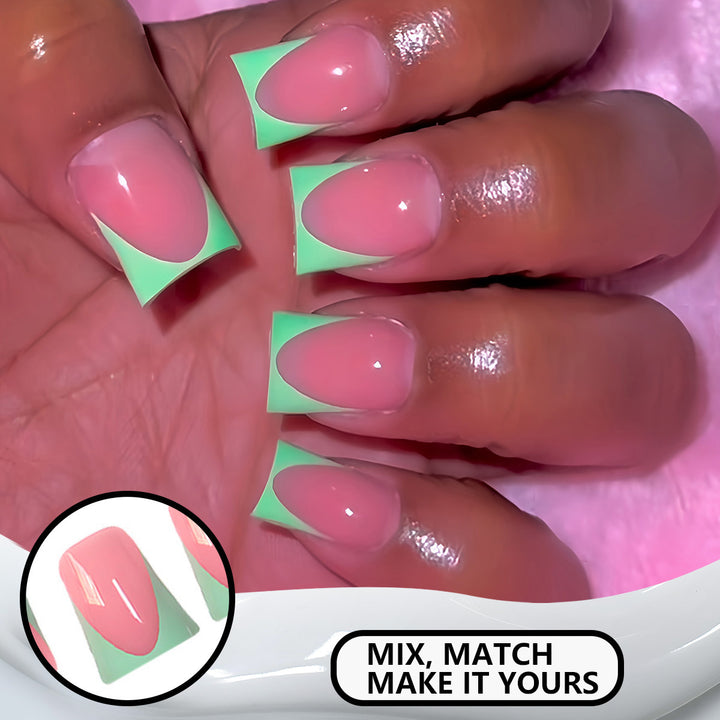 Stylish French Tip Press-On Nails with Customizable Design Stornfield