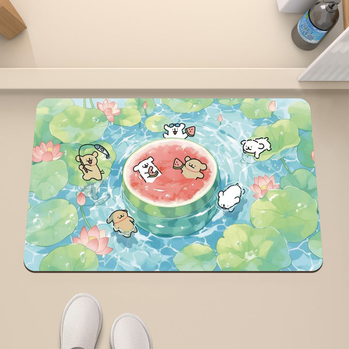 Cartoon Underwater-Themed Bath Mat