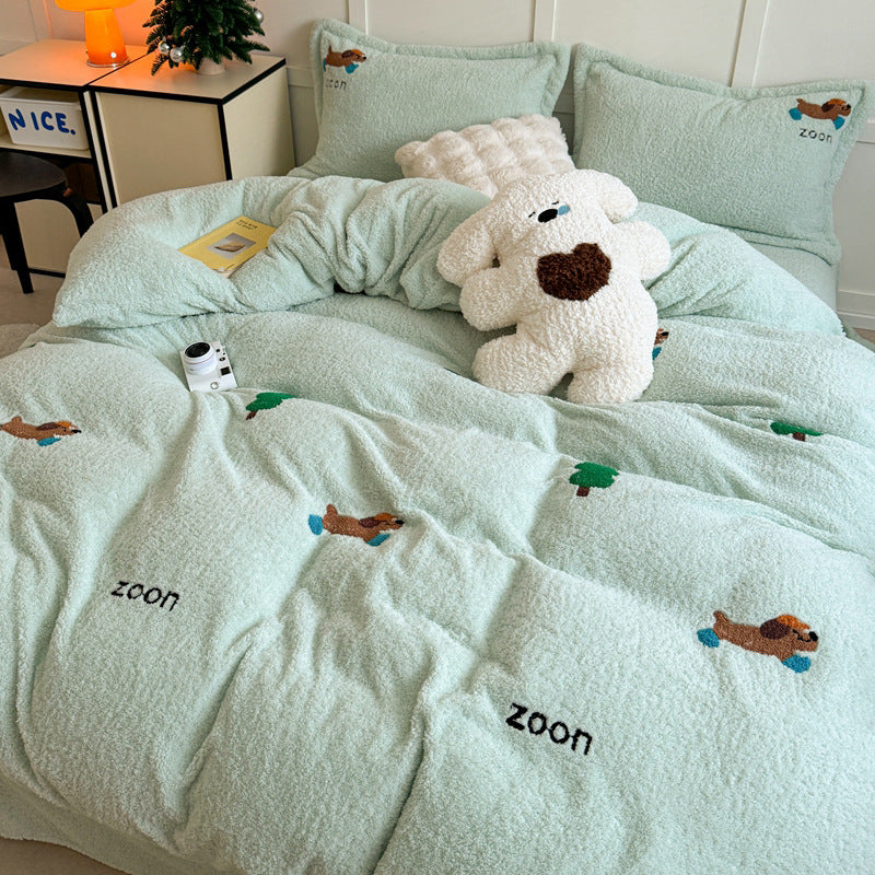 Plush Sherpa Comforter and Decorative Pillowcase Set