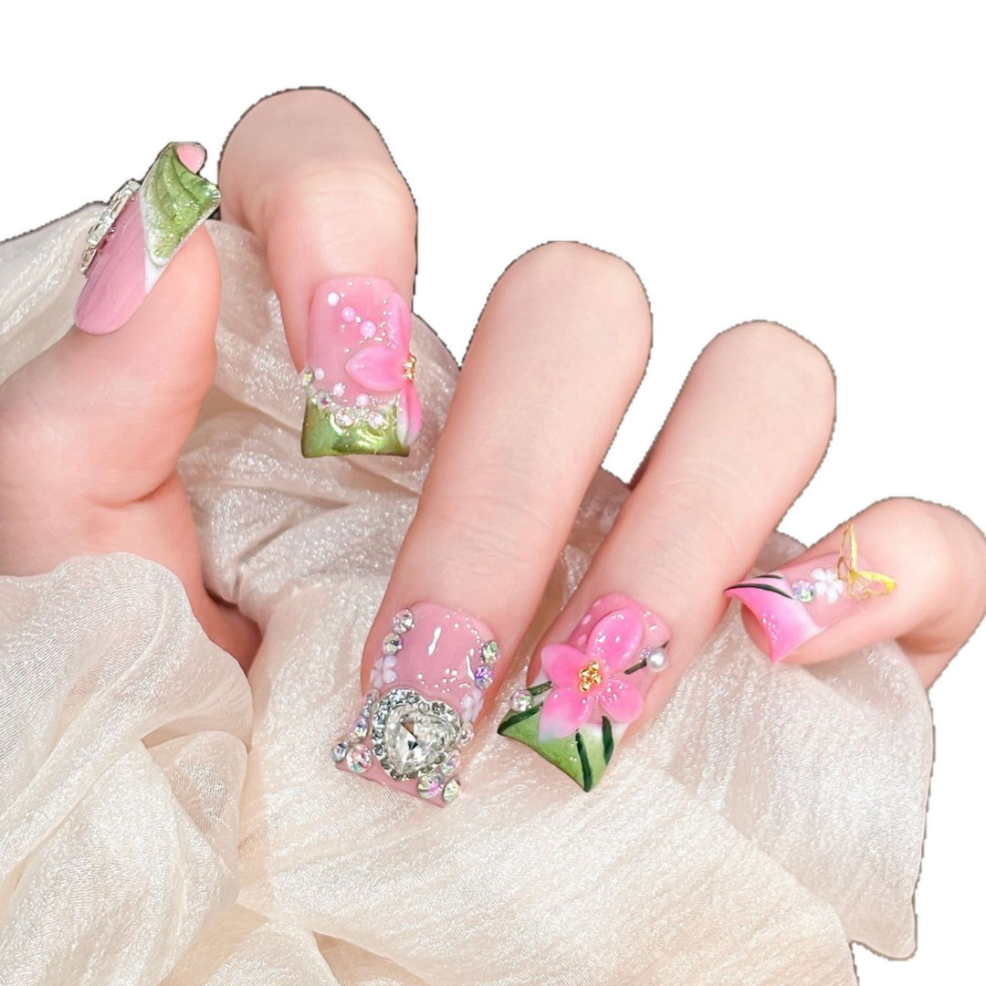 Decorative Floral Press-On Nail Enhancements