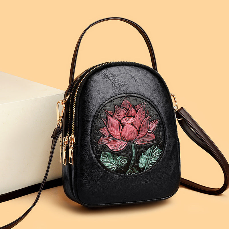 Artistic Floral Embossed Handbag