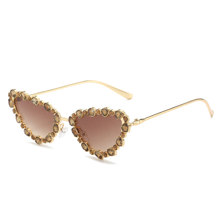 Heart-Shaped Rhinestone-Embellished Sunglasses Stornfield