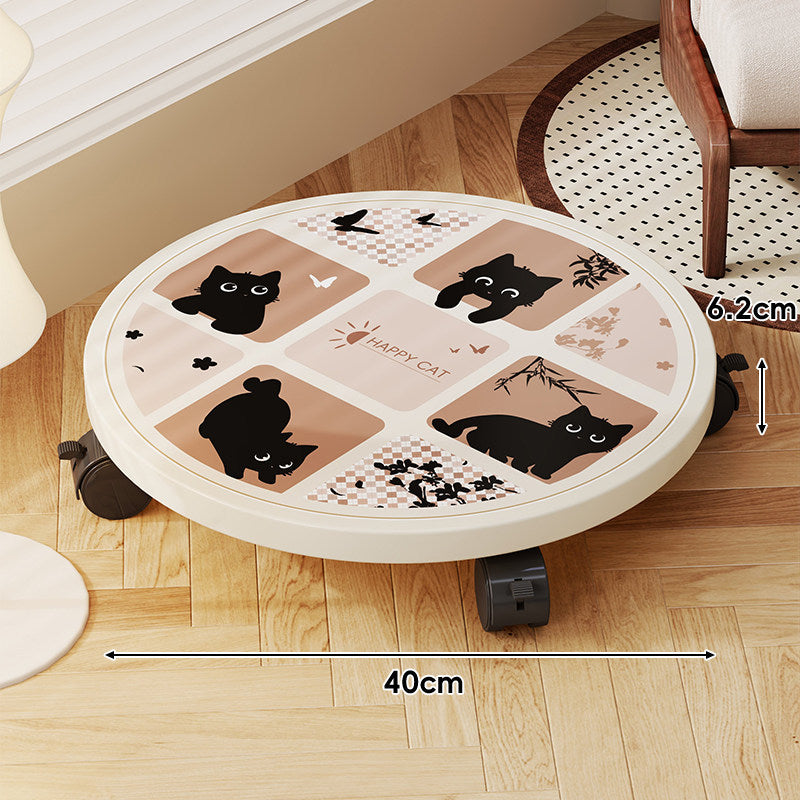 Decorative Round Plant Caster Dolly with Lockable Swivel Wheels