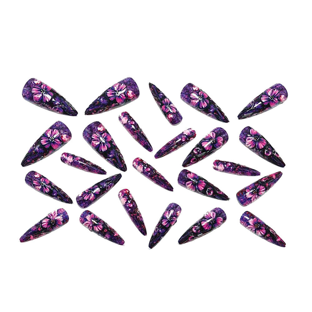 Luxury Flower Design Artificial Nails Stornfield