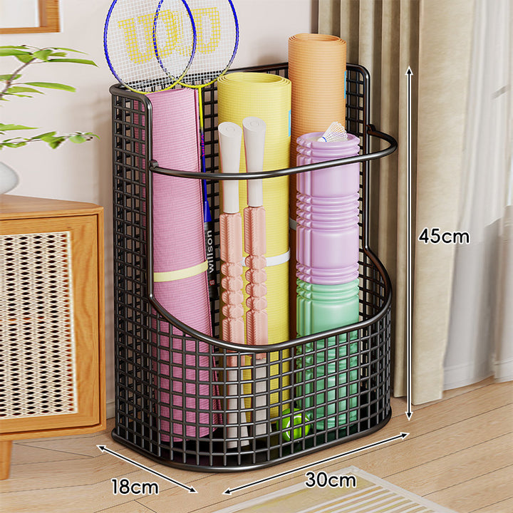 Vertical Mesh Sports Equipment and Yoga Mat Organizer Basket