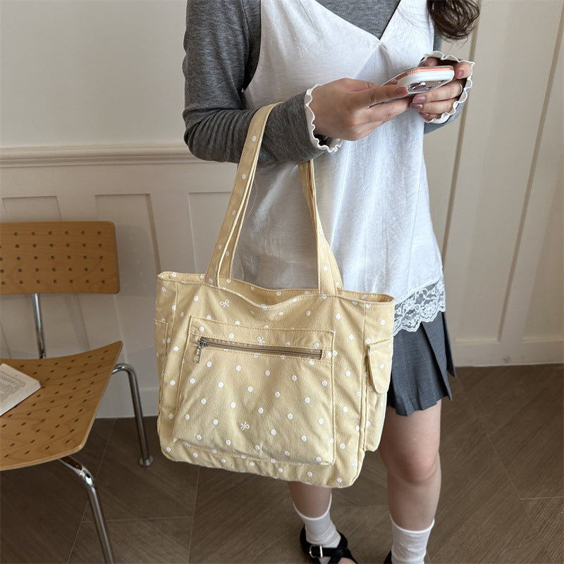 Stylish Polka Dot Canvas Tote Bag