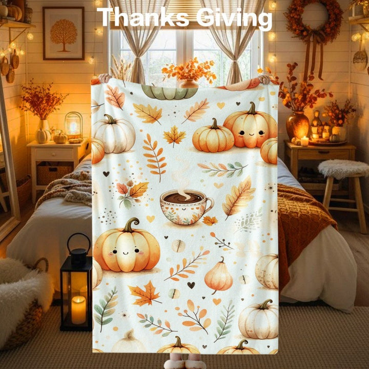Thanksgiving-Themed Cozy Fleece Blanket