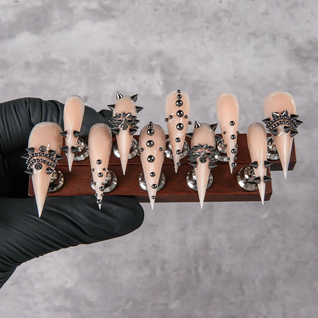 Stiletto Press-On Nail Enhancements with Gem Accents
