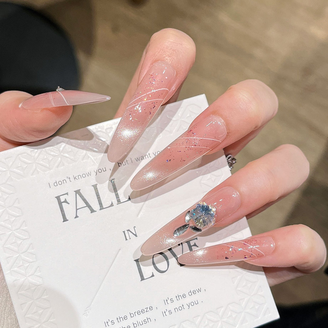 Glamorous Crystal-Studded Stiletto Press-On Nails Stornfield