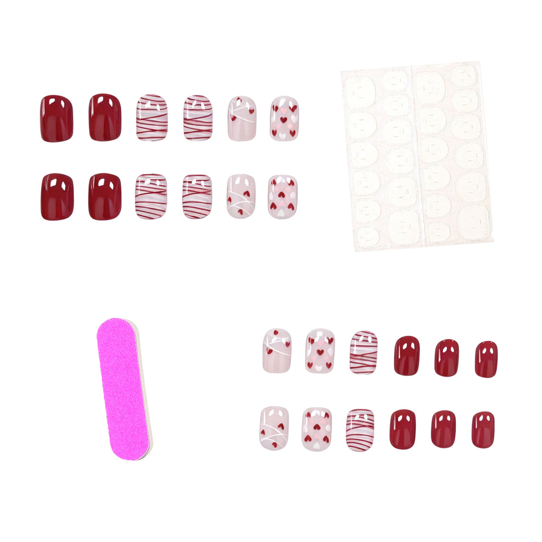 Elegant Heart-Themed Nail Art Set Stornfield