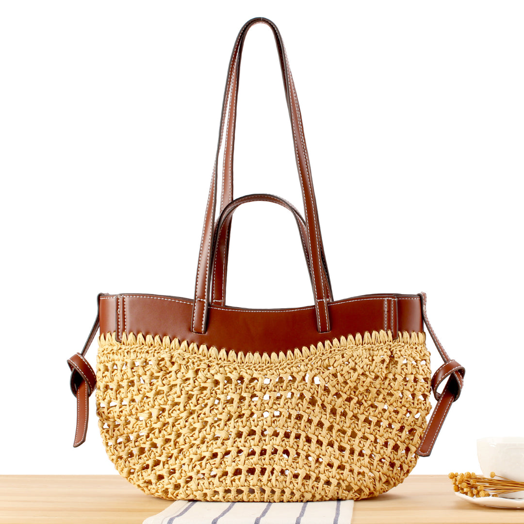 Handbag Made of Braided Natural Material with High-Quality Leather Detail Stornfield