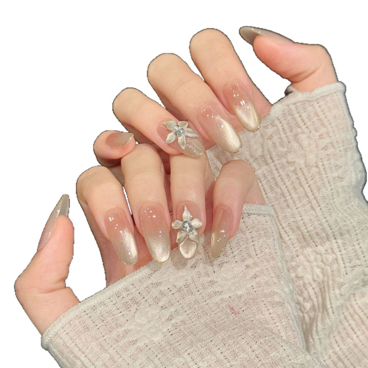 Elegant Ombre Nail Art Set with Floral Accents