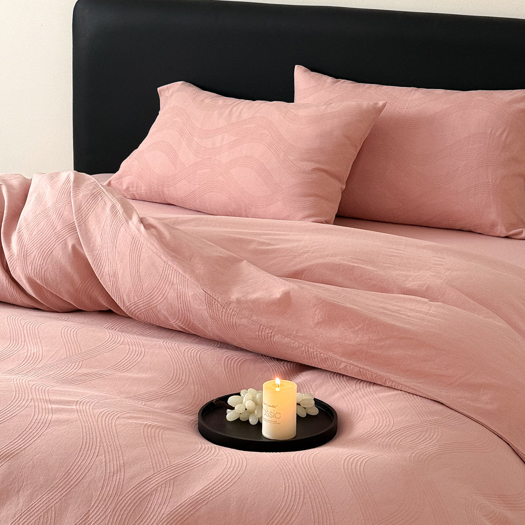 Washed Cotton Button-Closure Duvet Cover Set with Envelope Pillowcases