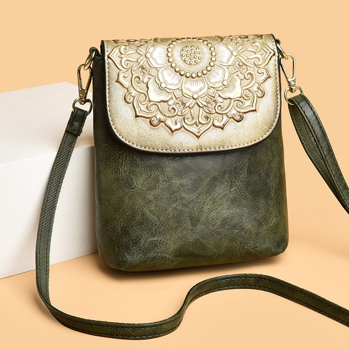 Decorative Embossed Crossbody Handbag