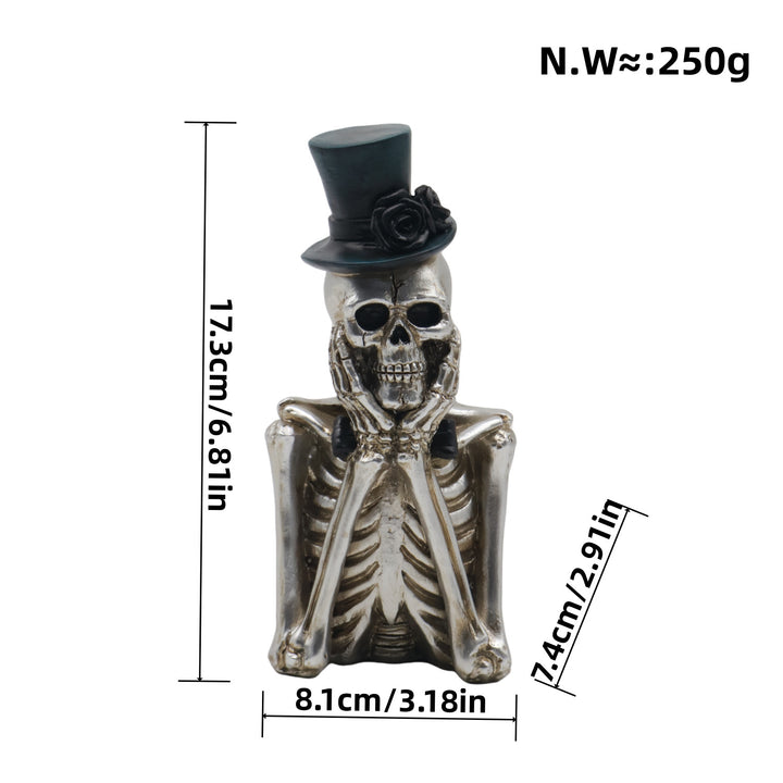 Stylish skeleton figure with top hat and black rose Stornfield