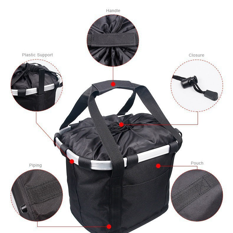 front-mounted collapsible aluminum framed pet bicycle basket with padded base and safety tether Stornfield