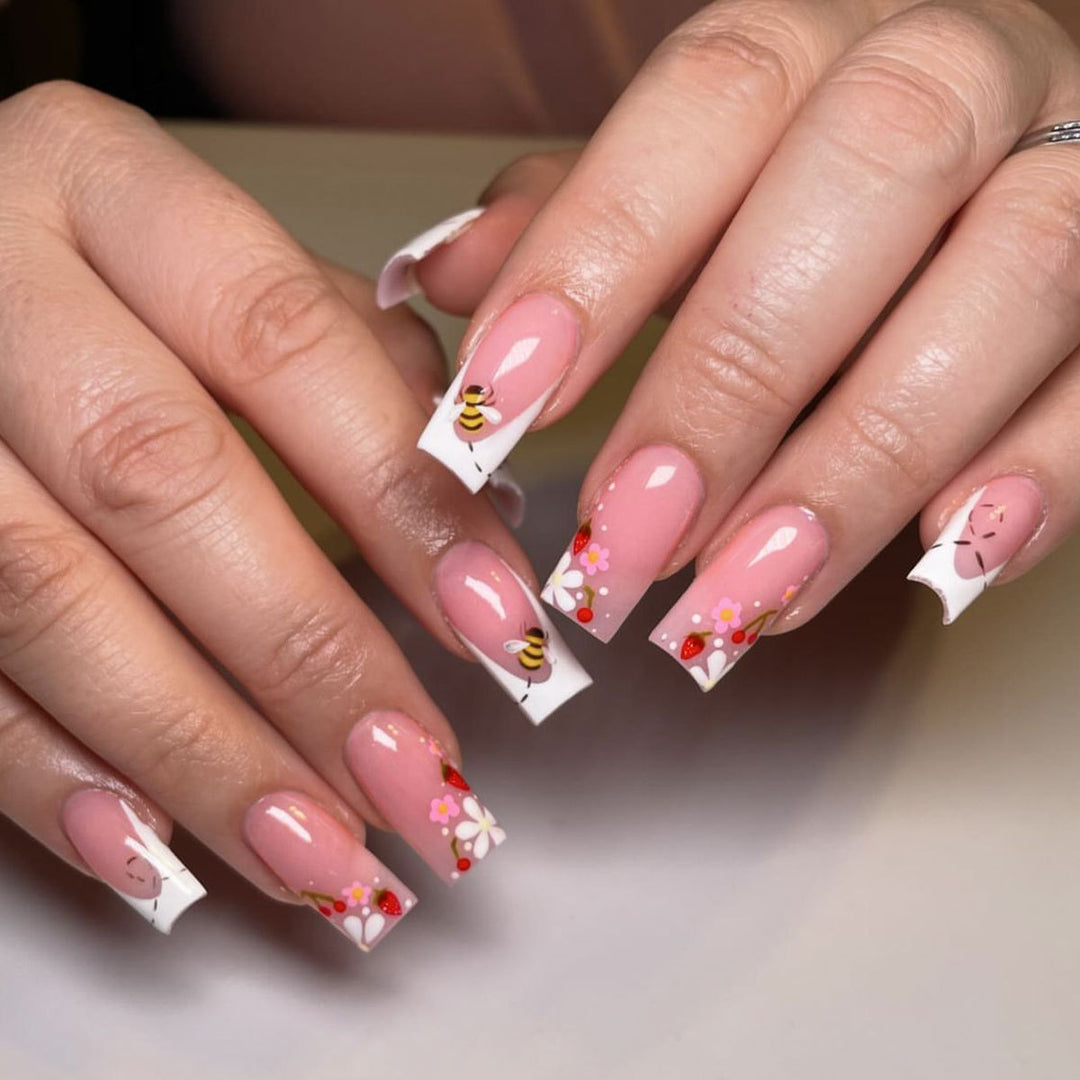 Floral Themed Acrylic Nail Art Extensions Stornfield
