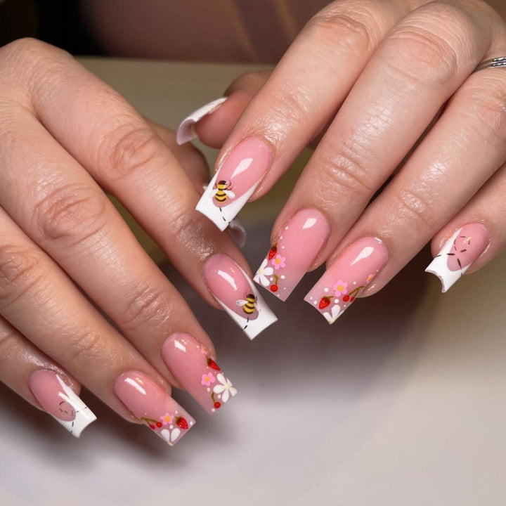 Floral Themed Acrylic Nail Art Extensions Stornfield