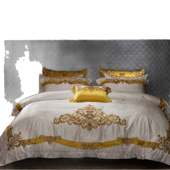 Baroque Embroidered Satin-Effect Duvet Cover Bedding Set
