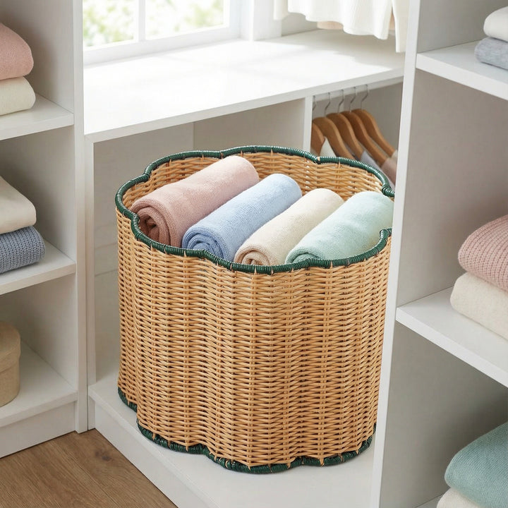 Decorative Scalloped Woven Storage Basket Stornfield