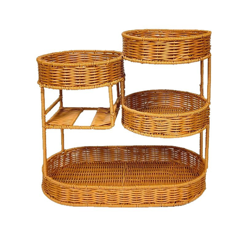 Unisex Rattan Shelf with Three Levels Stornfield