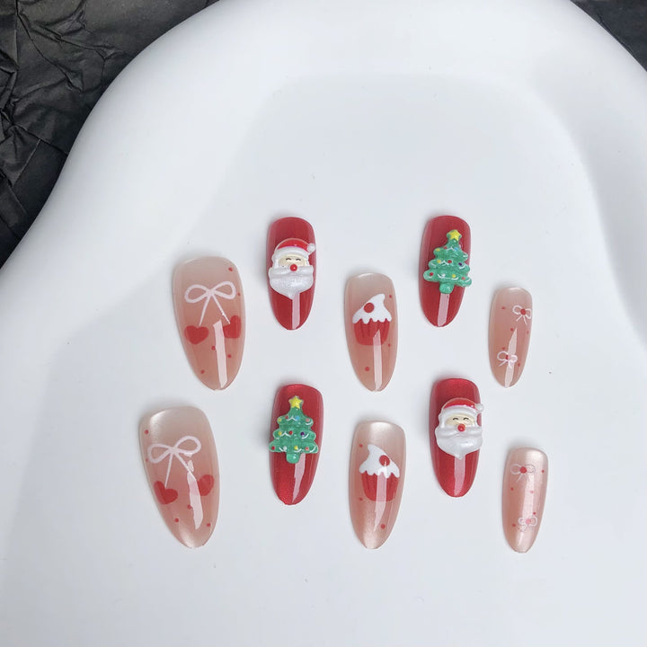 Stylish Festive Christmas-Themed Press-On Nail Set