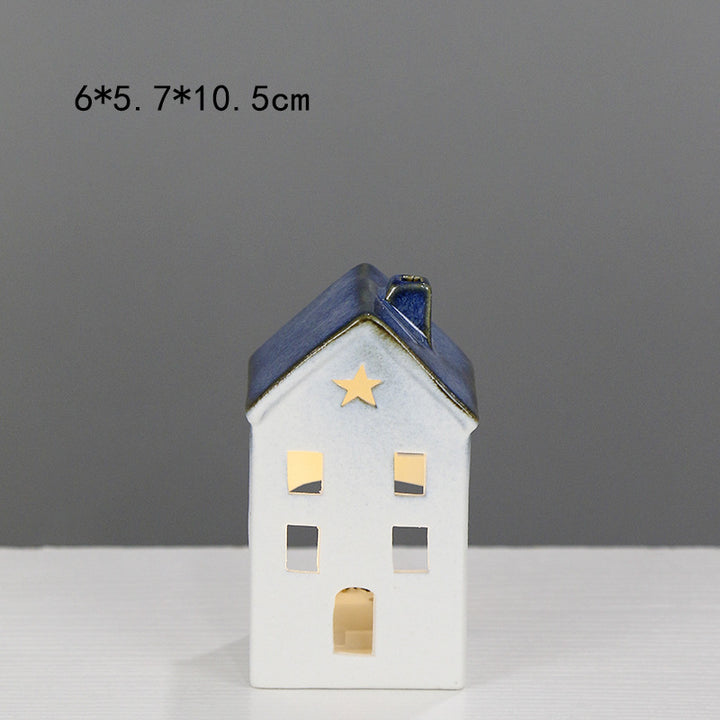 Ceramic House-Shaped Decorative Lantern Stornfeild