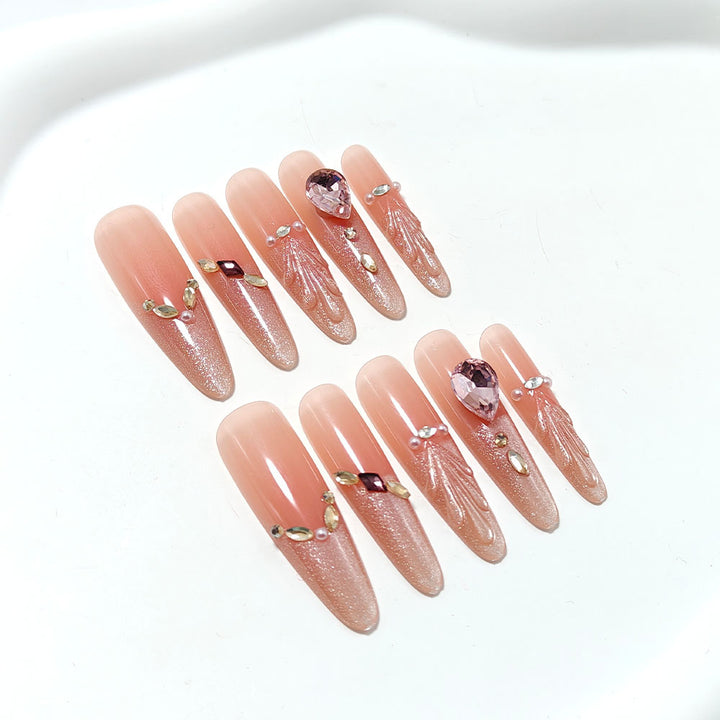 Acrylic nails with glamorous crystal design Stornfield