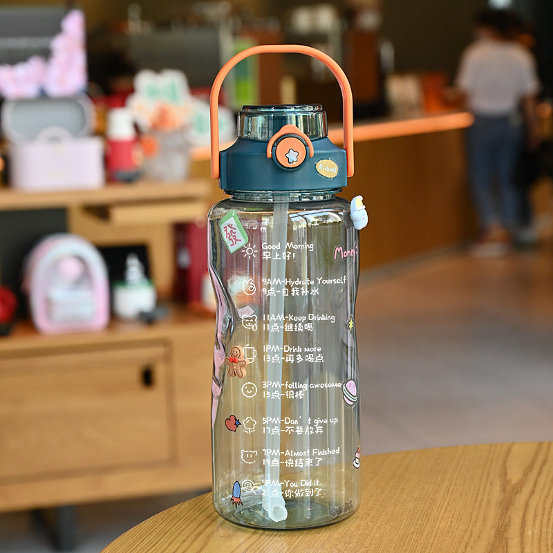 Women’s water bottle with integrated time marking and practical carrying handle Stornfield