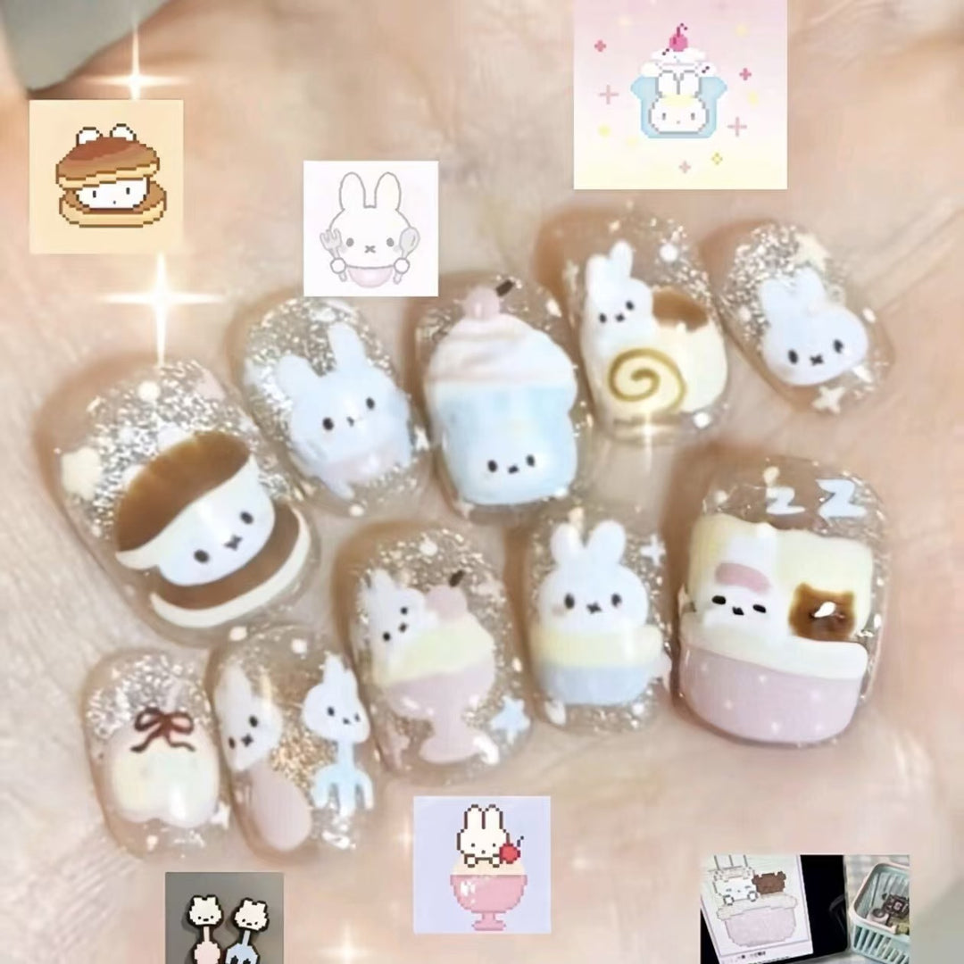 Whimsical Character Press-On Nail Art Set Stornfield