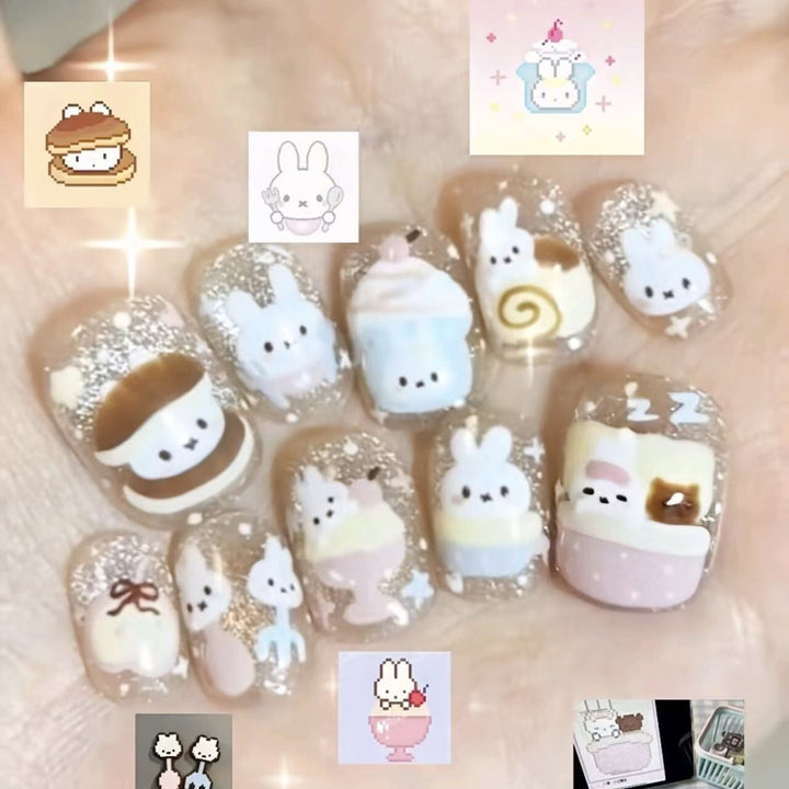 Whimsical Character Press-On Nail Art Set Stornfield