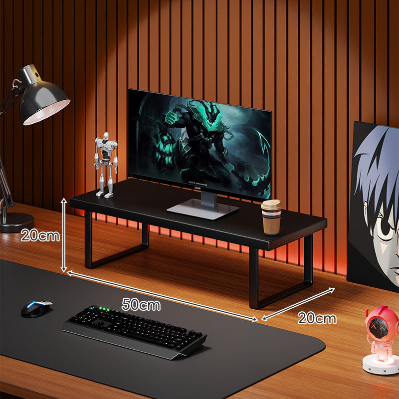Wooden Monitor Riser Stand with Metal Frame and Cable Management