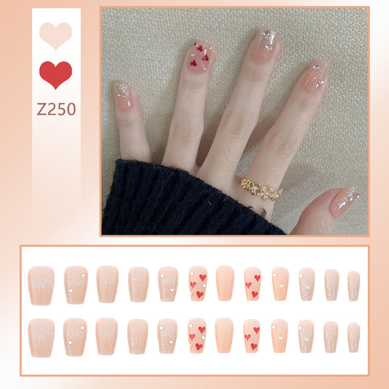 Romantic Heart-Themed Press-On Nail Set
