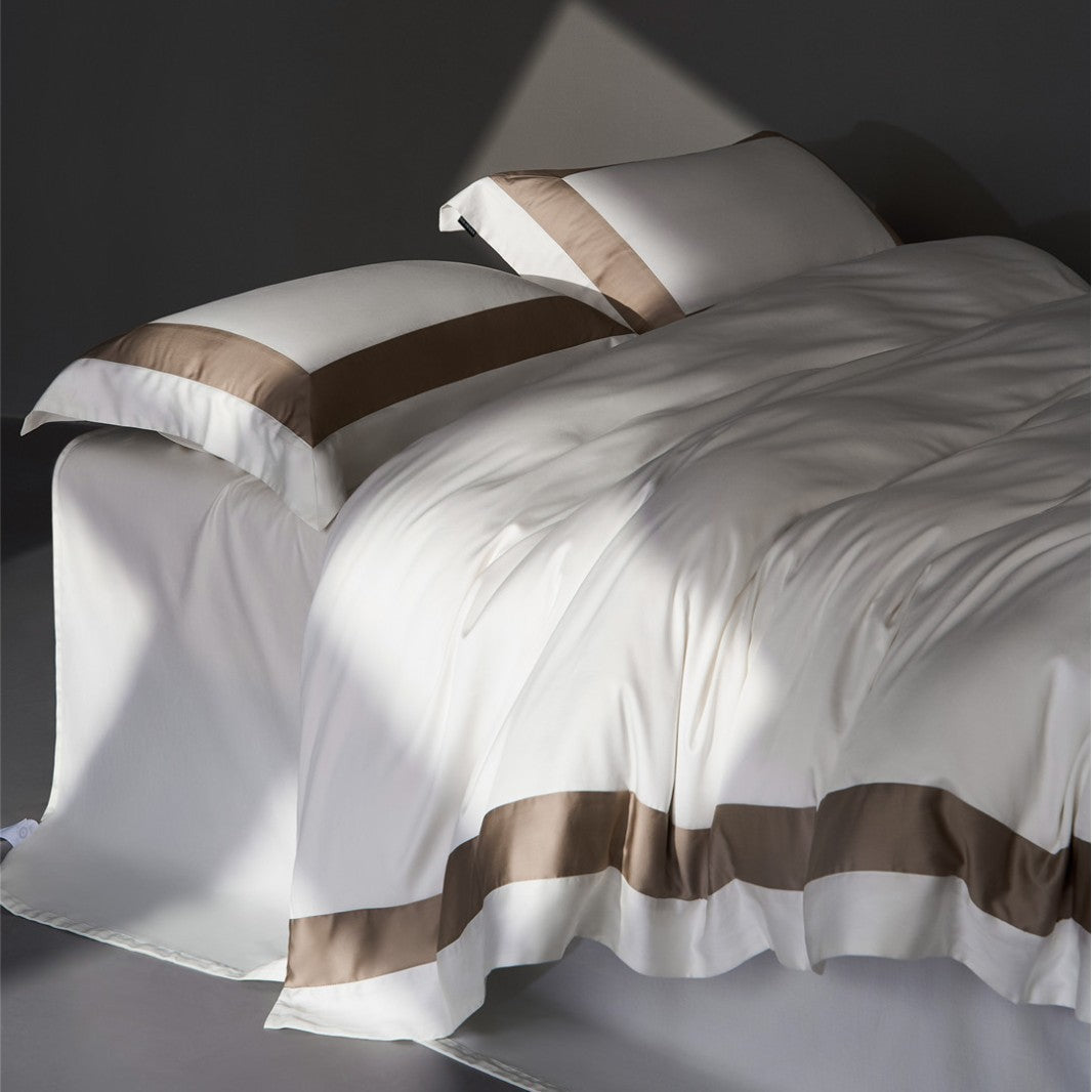 Luxury Satin Duvet Cover Set with Contrast Border and Pillow Shams
