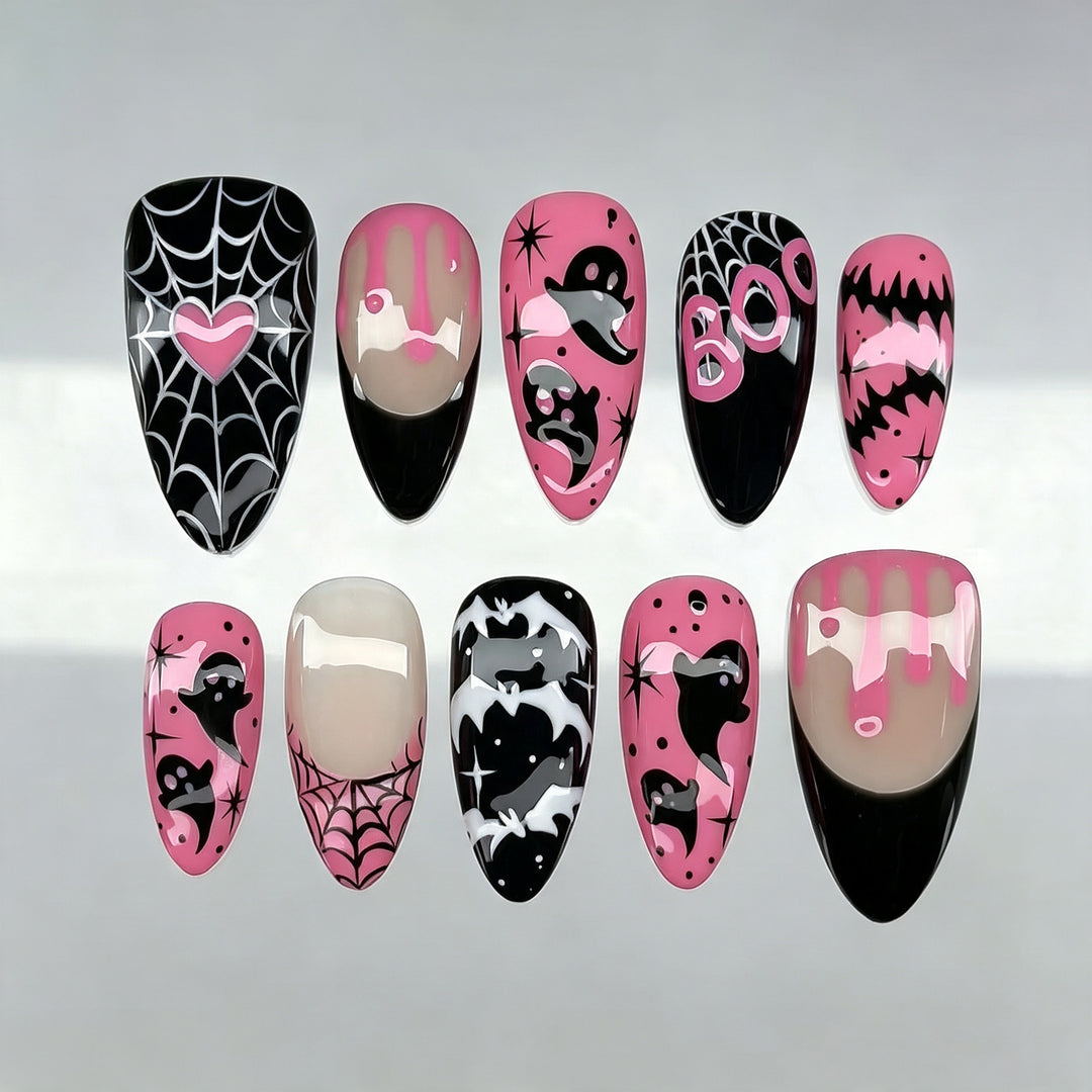 Artistic Halloween-Themed Press-On Nail Art Kit