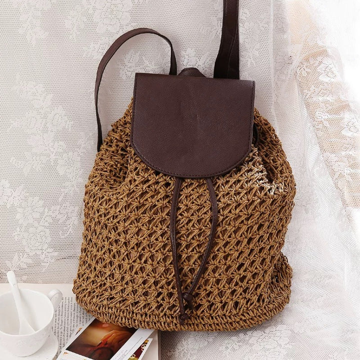 Braided shoulder bag with leather flap Stornfield