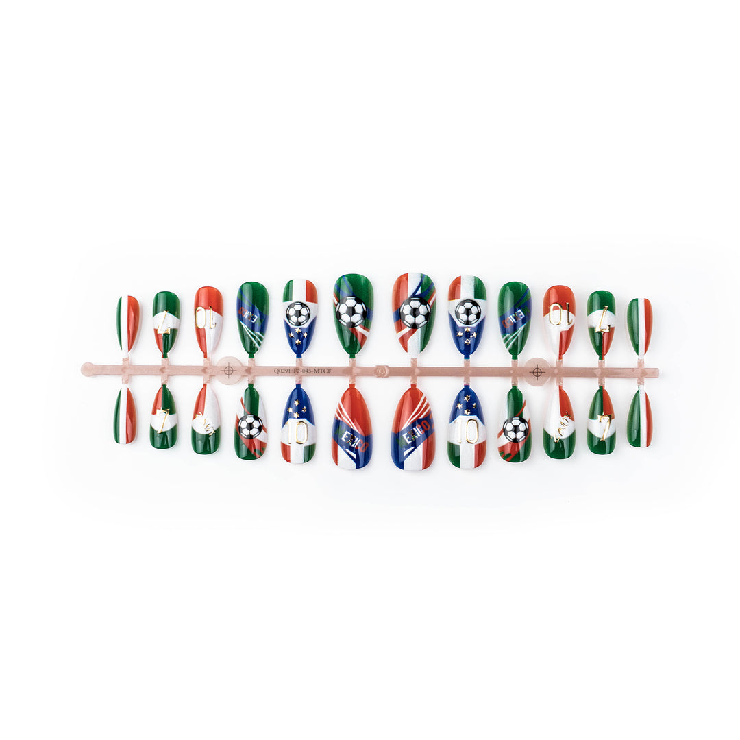 Sports-Themed Press-On Nail Art Set