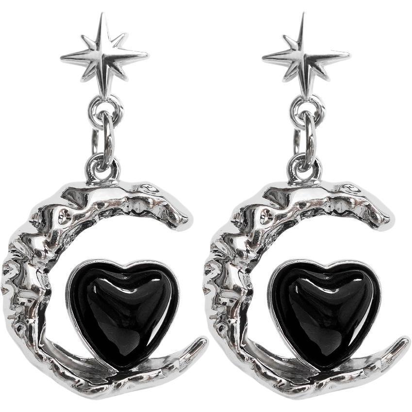 Artistic Moon and Heart Dangle Earrings Stornfield