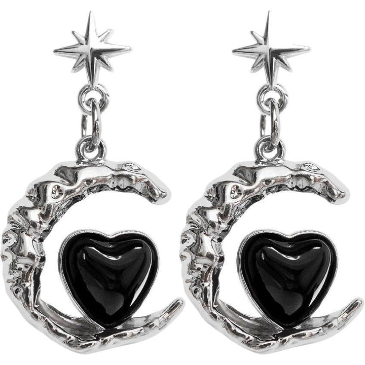 Artistic Moon and Heart Dangle Earrings Stornfield